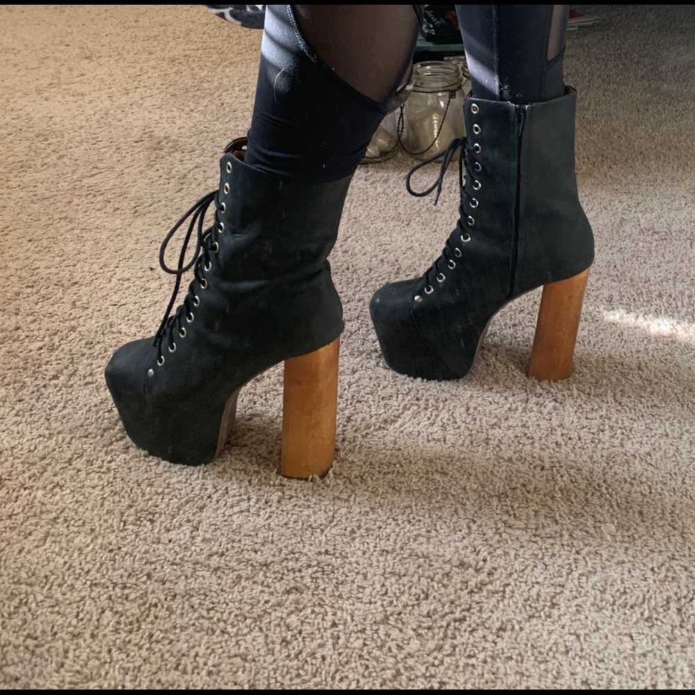 Jeffrey Campbell Black Tall High Lita Boots 8.5 - Picture 3 of 8